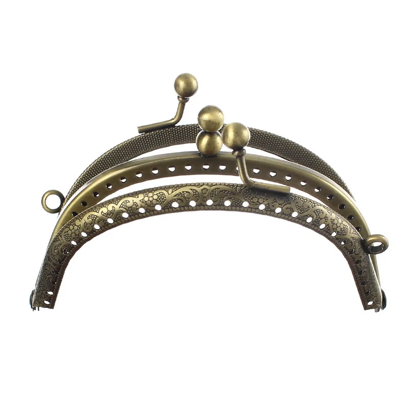 2Pcs Vintage Bronze Tone Clutch Metal Arc Frame Kiss Clasp Clips Handle
