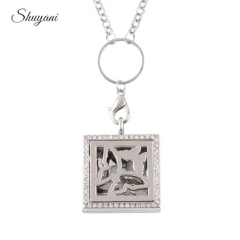 

10PCS!! Fashion Sqaure Aromatherapy Floating Locket Essential Oil Diffusing Perfume Locket Pendant (Free Felt Pads Chain)