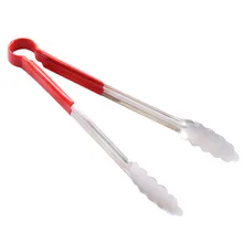 2017Stainless Steel Food Tongs Barbecue Meat Tong Heat Resisitant With Plastic Long Handle Non- stick Plastry Clamp Kitchen Tool