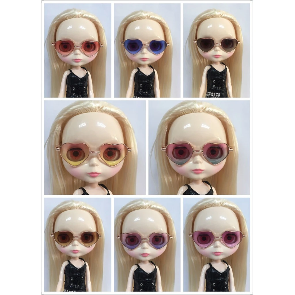 New Cute Gradient Colored 1/6 Heart Shaped Doll Glasses Eyeglasses Sunglasses For Blythe Doll 12'' Dolls Dress up Accessories