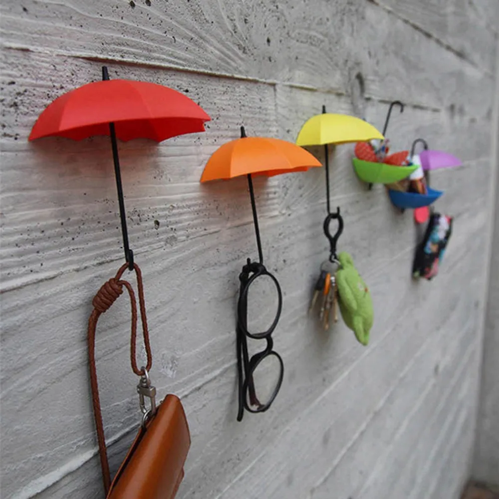 3 шт./упак. зонтик форма Клип Держатели милые самоклеющиеся настенные ключи зажимы школьные офисные клейкий держатель товары для дома новинка