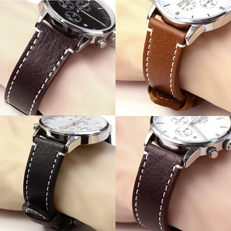 Prix pour 18mm 20mm 22mm Cuir Véritable Montre de Courroie De Bande Manuel Hommes Épais Brun Noir Bracelets En Acier Inoxydable Boucle accessoires Prix pour 18mm 20mm 22mm Cuir Véritable Montre de Courroie De Bande Manuel Hommes Épais Brun Noir Bracelets En Acier Inoxydable Boucle accessoires