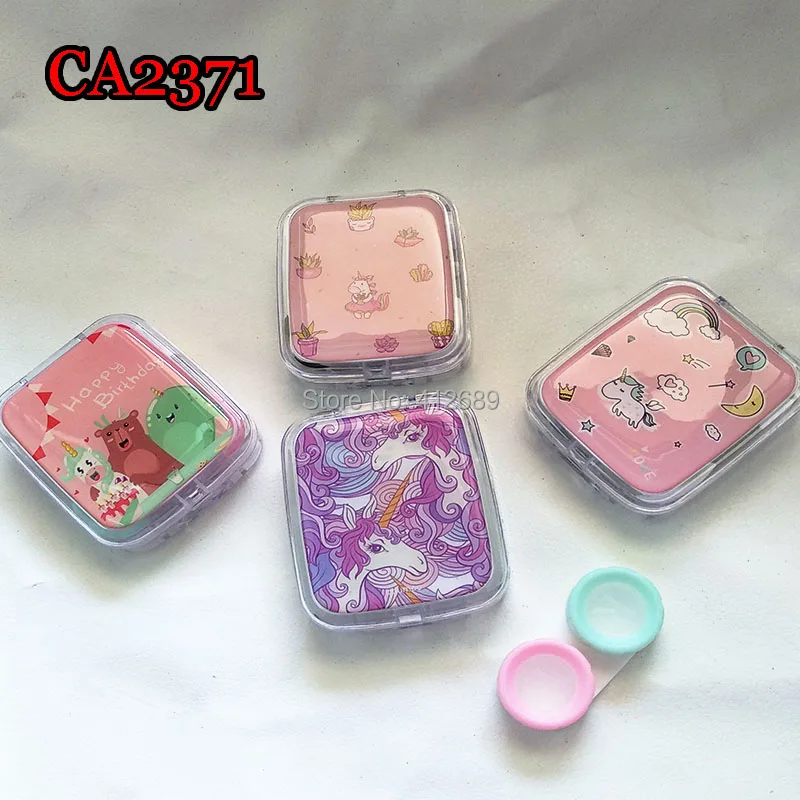 

CA2371 cute unicorn lovely cartoon colorful soft contact lens case