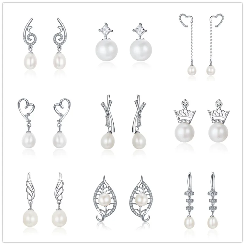 

13 Styles New Arrivals 925 Sterling Silver Pearl Dangle Earrings for Women Fashion Wedding Jewelry Gifts brincos para mulheres