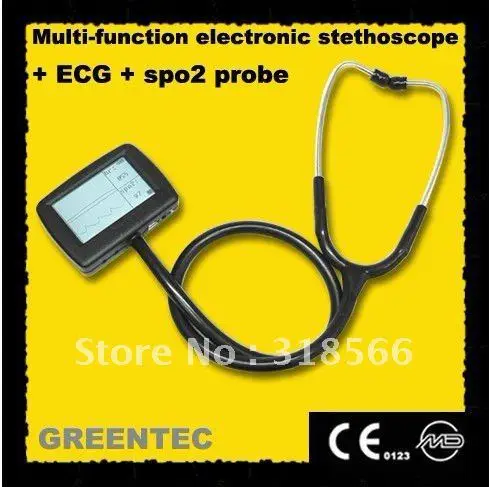 

Medical Equipment Multi-Function Visual Electronic Stethoscope+ ECG + SPO2 Probe Stethoscope fonendoscopio doktor steteskop