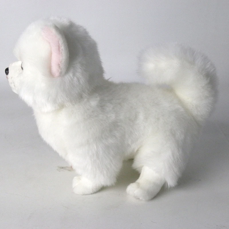 Dorimytrader Lovely White Dog Pomeranian Plush Toy Stuffed Cute Quality Animals Dogs Doll for Kids Gift 28cmX12cmX22cm DY50058(4)