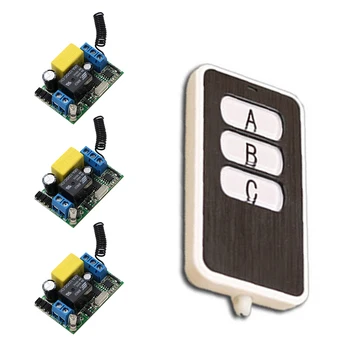 

AC 220 V 1 Channel RF Wireless Remote Control Switch 3 pcs Receivers & 1 pcs Transmitter 3 buttons for Smart Home High Quality