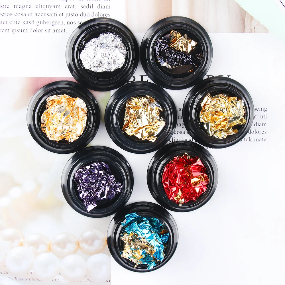 

Doos Goud Zilver Aluminium Folie Papier Nail Art Sticker 3D Glitters DIY Manicure UV Gel Polish Nail Decoratie Accessoire New