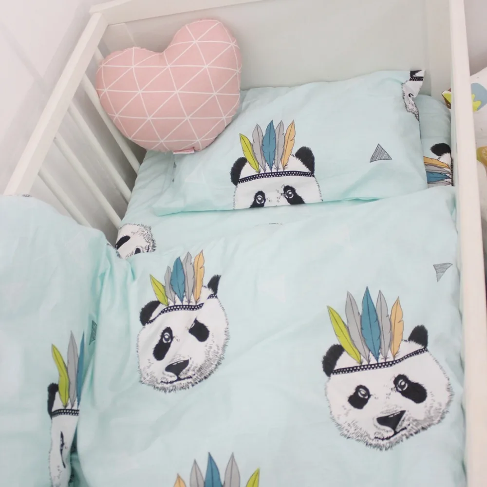 120*60cm 130*70cm cute Baby crib bedding set 100 cotton included flat