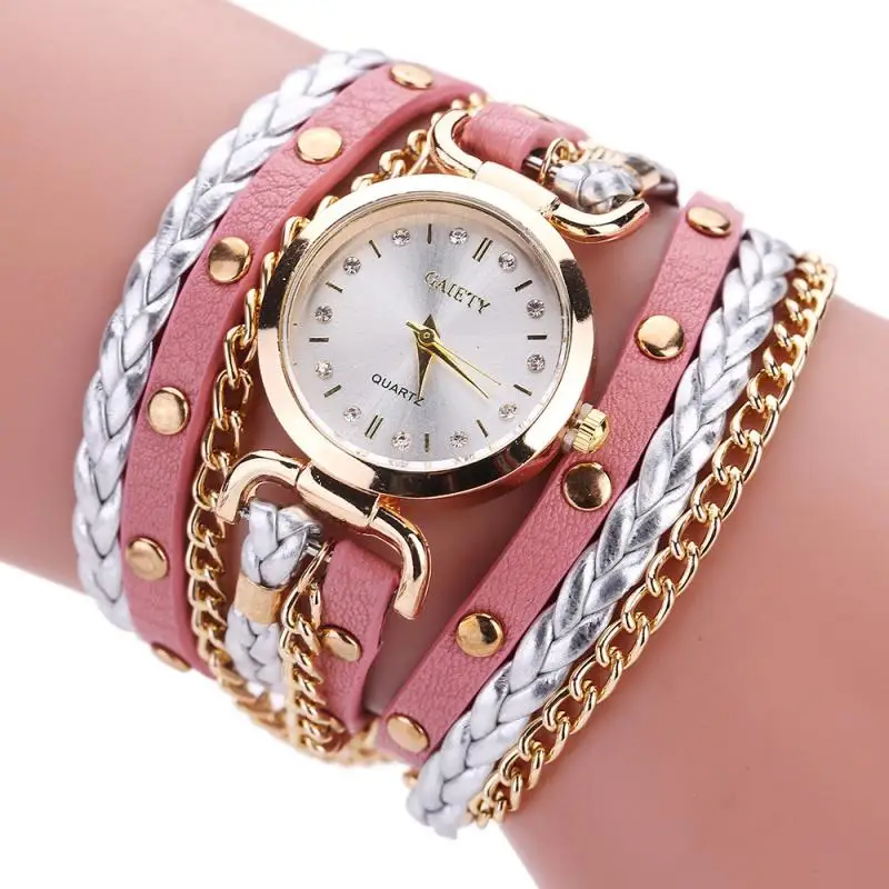 Женские часы-браслет Relojes Mujer винтажные плетеные кварцевые часы из искусственной кожи наручные часы kol saati Часы Relogio Feminino - Цвет: D