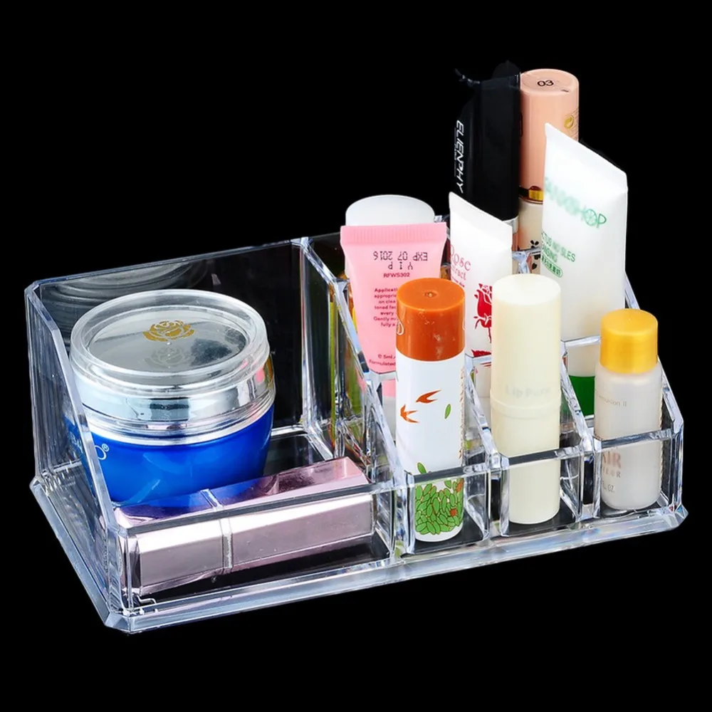 1Pcs 9 Grids Crystal Acrylic Cosmetic Organizer Clear Makeup Jewelry