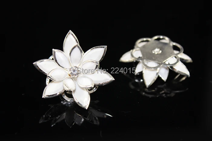 

2015 Free Shipping!20PCs 24mm Wholesale White Silver Plated Flower Rhinestone Embellishment Findings /Connectors Fit Jewelry DIY