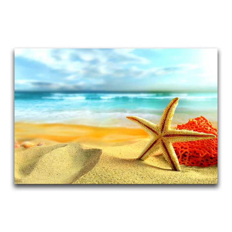 5D DIY Алмазная вышивка крестиком морской пейзаж полная квадратная Алмазная вышивка пляж полная круглая Алмазная мозаика Морская звезда - Цвет: 17