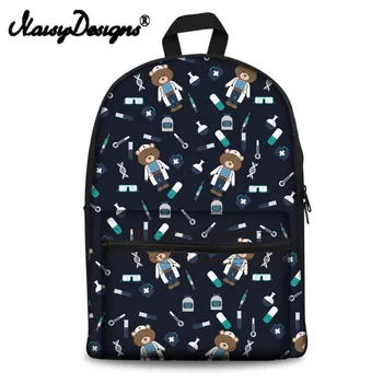 

Noisydesigns Cartoon Nurse Bear Printing Women Backpack Teenager School Daypack For Girls Boy Kids Cute Satchel Mochila Feminina