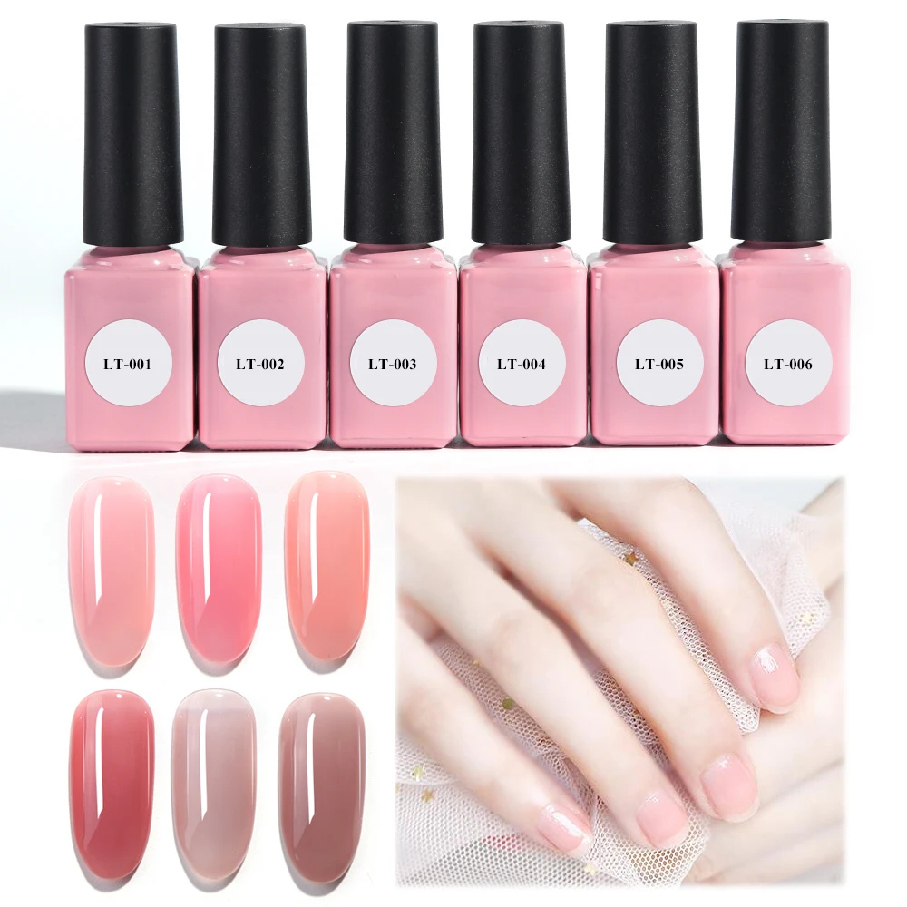 6pc Candy Color UV Nail Gel Polish Set Semi Permanent Primer Nude Red Nail Art Varnish Soak Off Gel Lacquer Manicure 1