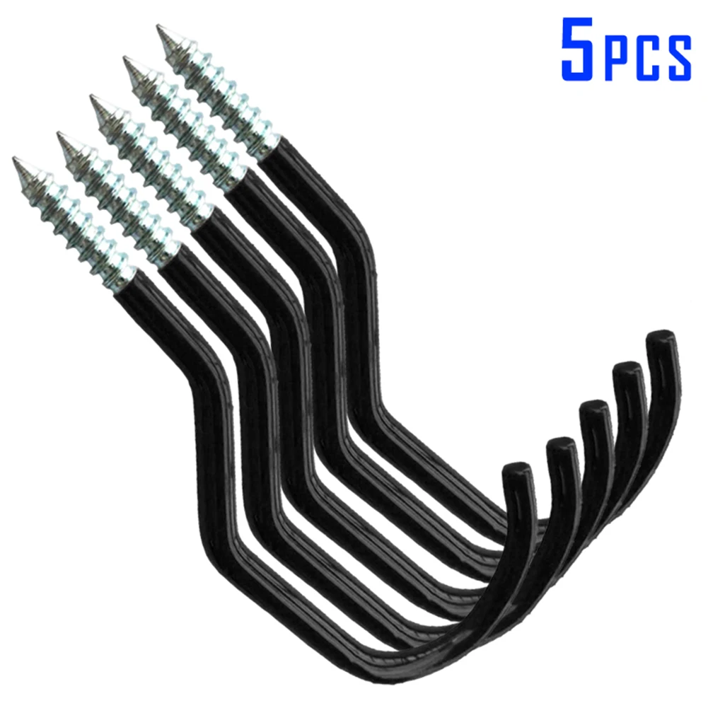 Черный Newly 5pcs Bicycle Storage Hooks Screw-in Hook with Expansion Tubes for Garage Garden BN99 - Цвет: Черный