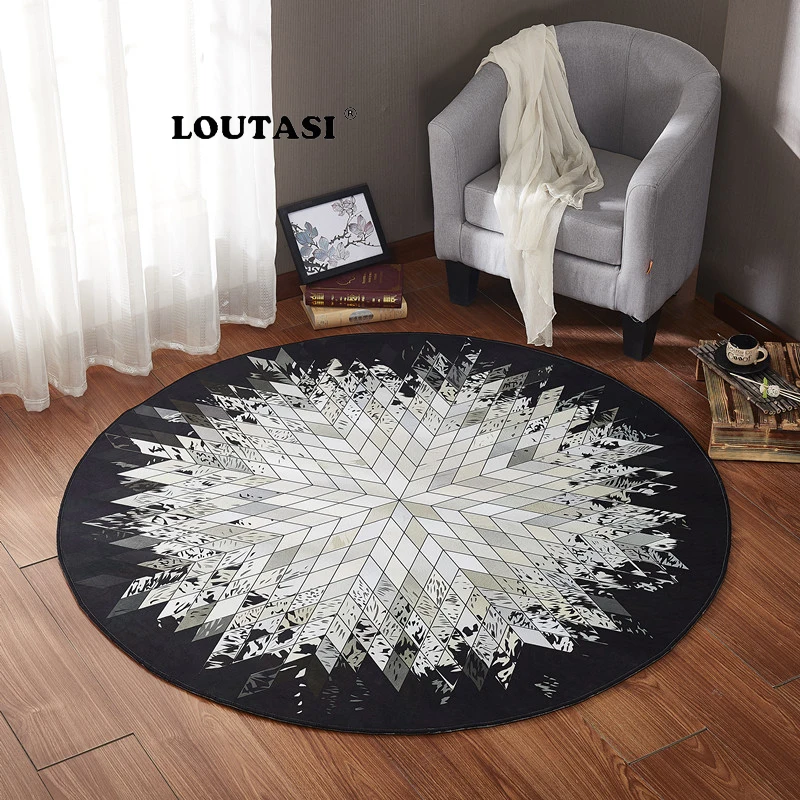 LOUTASI Geometric Pattern Round Carpet for Living Room Children Bedroom Rugs Carpets Computer Chair Floor Mat Cloakroom | Дом и сад