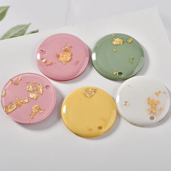 

40pcs/Lot 25MM Roung Glitter Platsicc Resin Round Necklace Pendants DIY Ornament Accessories Flat Coin Jewelry Earring Charms