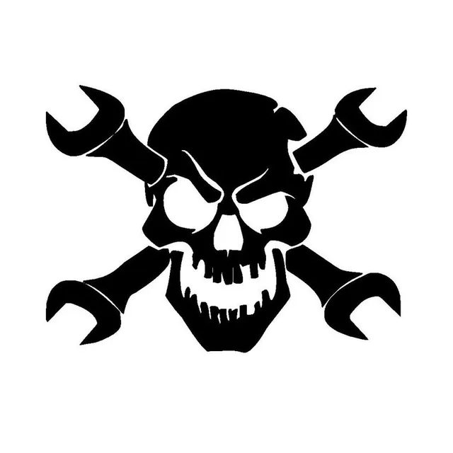 15.2*10.9CM Funny Car Stickers Skull Mechanic Wrench