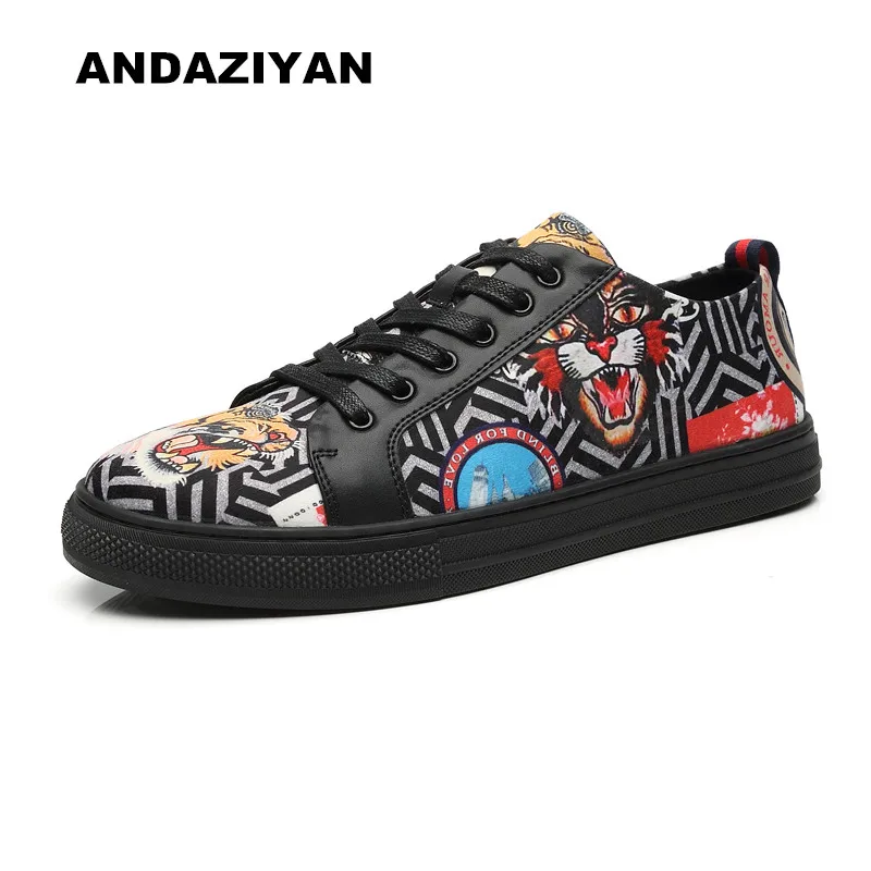 

Spring and summer European and American tiger head 3D printing men shoes