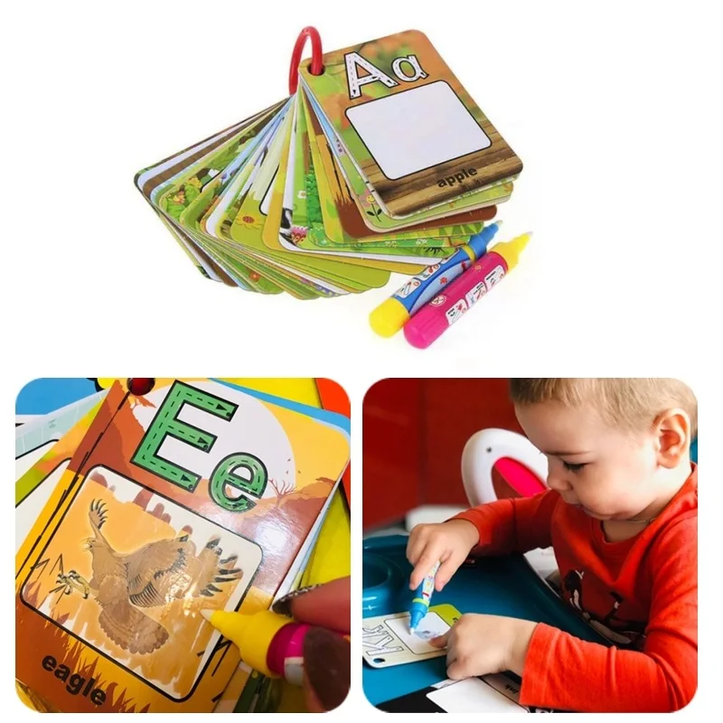 

Kids Water Drawing Card 26 Alphabet Coloring Book & 2 Magic Pen Letter Card Painting Board English Learning Educational Toy Gift