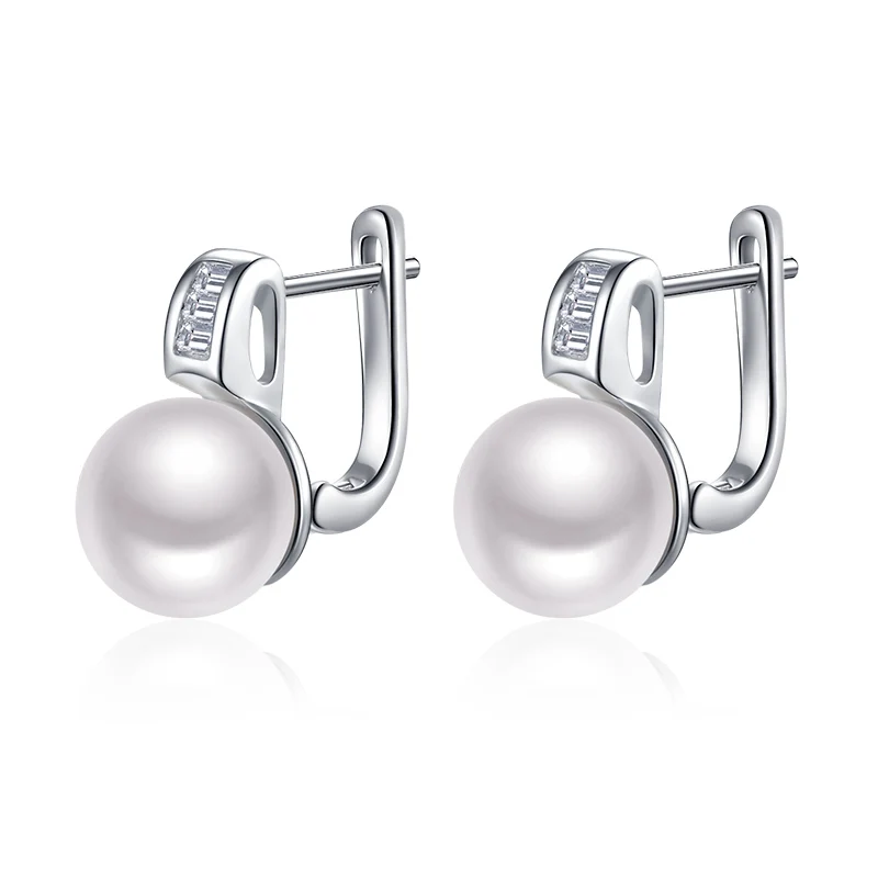 Женские серьги кольца с пресноводным жемчугом серебро 925 пробы|hoop earrings|earrings