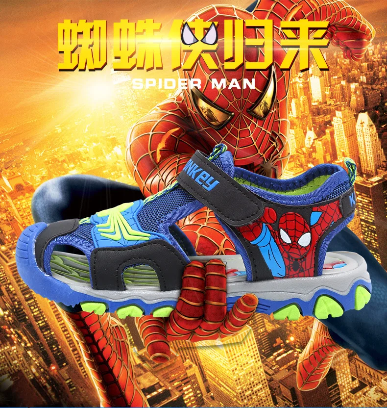 ZYJ Boys Spiderman Summer Sport Closed Toe Sandals Kids Shoes Girls Cartoon Spider Man Anti Slip Baby Beach Sandal Shoes (1)