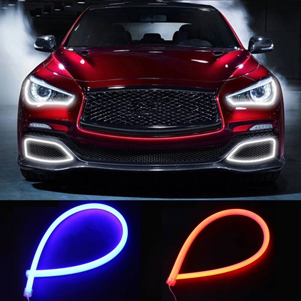 60cm DRL Headlight Decorative Light With Turn Signal Flexible LED Tube