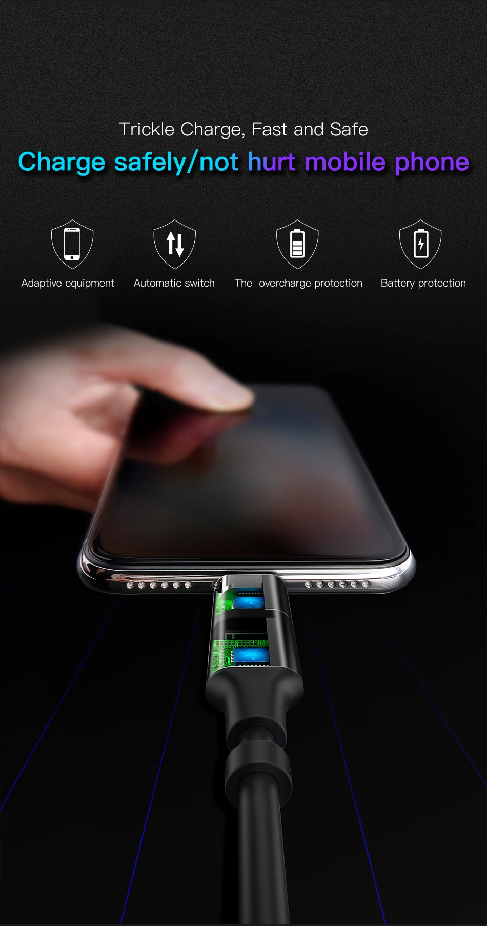 Baseus 3 в 1 USB кабель для iPhone Micro usb type C кабель зарядного устройства для iPhone Xs Max X 8 7 samsung Oneplus Android Кабели для телефонов