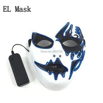 

Hot sale Free shipping el mask halloween Supplies Cosplay Glow LED Mask Dance DJ Bar Night Club with 2xAA Driver For Party Decor