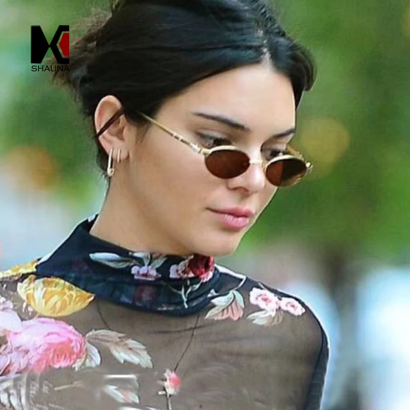 

SHAUNA Trending Women Small Oval Sunglasses Candy Colors Fashion Men Clear Red Lens Shades UV400