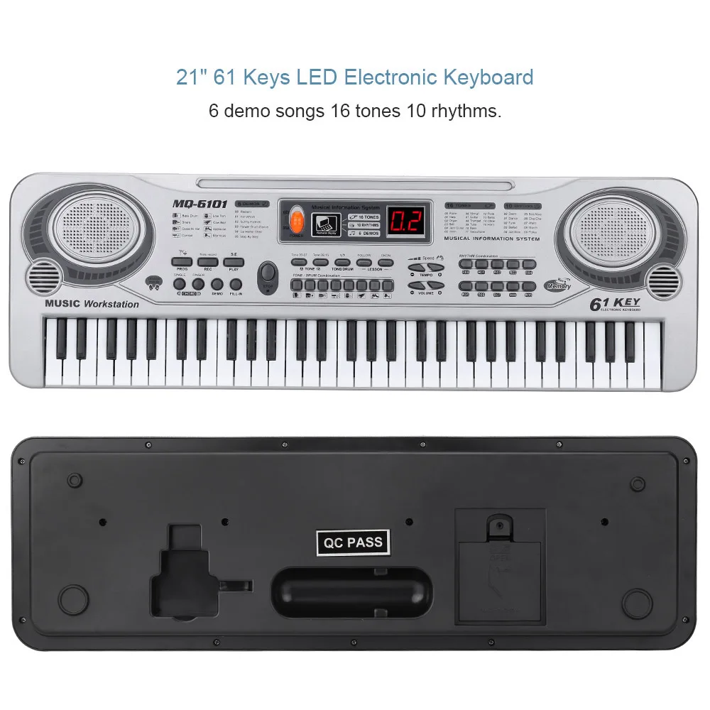  61-Key Keyboard Piano Piano Led Instrument Keyboard 21-Inch Music Education Double-Row Electronic P