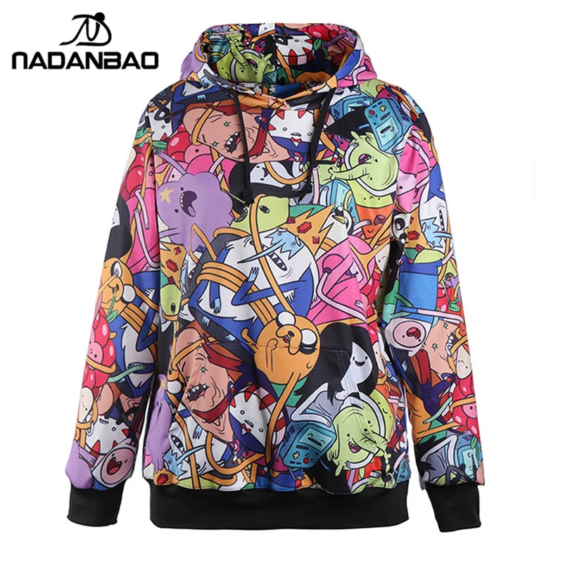  NADANBAO Adventure Time Pokemon GO Printed Hoodies Sweatshirt Women moletom Female Suit Hoodie Outs