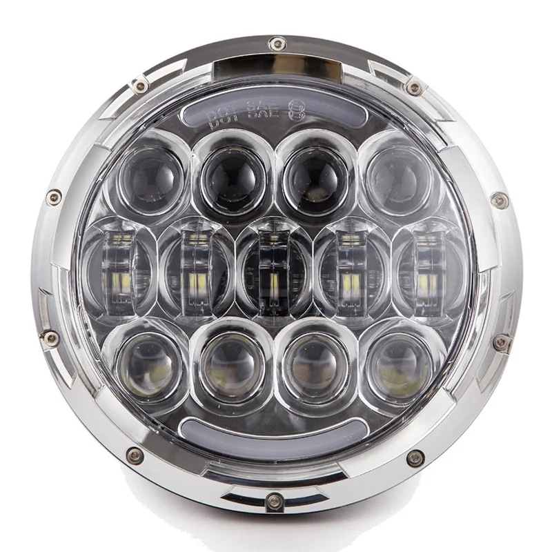 

1pcs Silver 7inch 105W LED Motorcycle Headlight High Low Beam LED Headlamp with Amber Turn Signal Eye