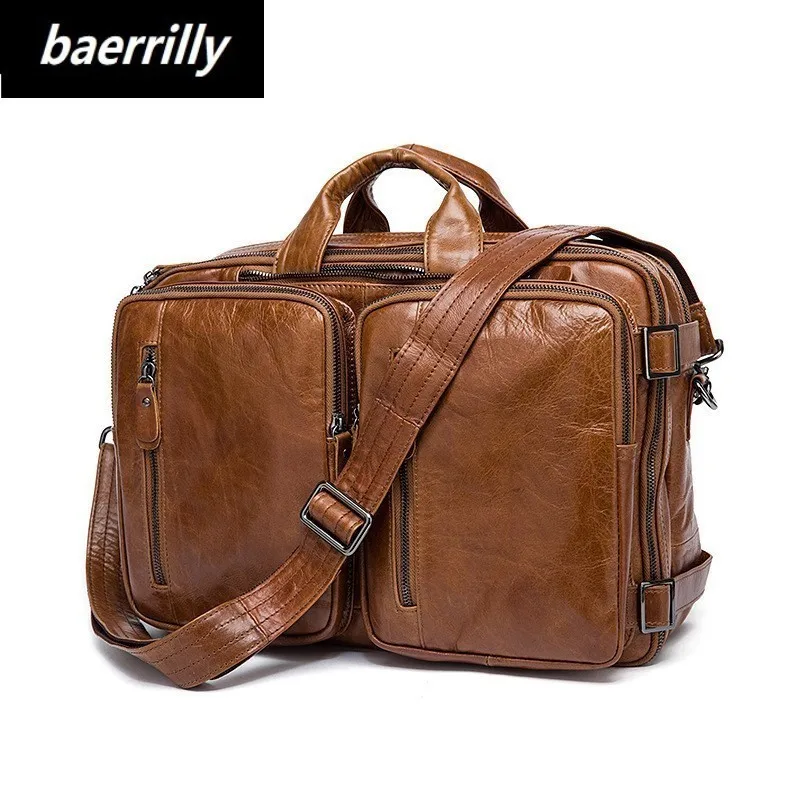 

Vintage Crazy Horse Genuine Leather Briefcase men Business Bag Men Briefcase Leather Laptop Bag tote male Briefcases Office Bag