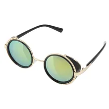 Готические солнцезащитные очки в стиле стимпанк для мужчин и женщин, металлические очки, круглые очки, брендовые дизайнерские солнцезащитные очки, зеркальные очки высокого качества, UV400