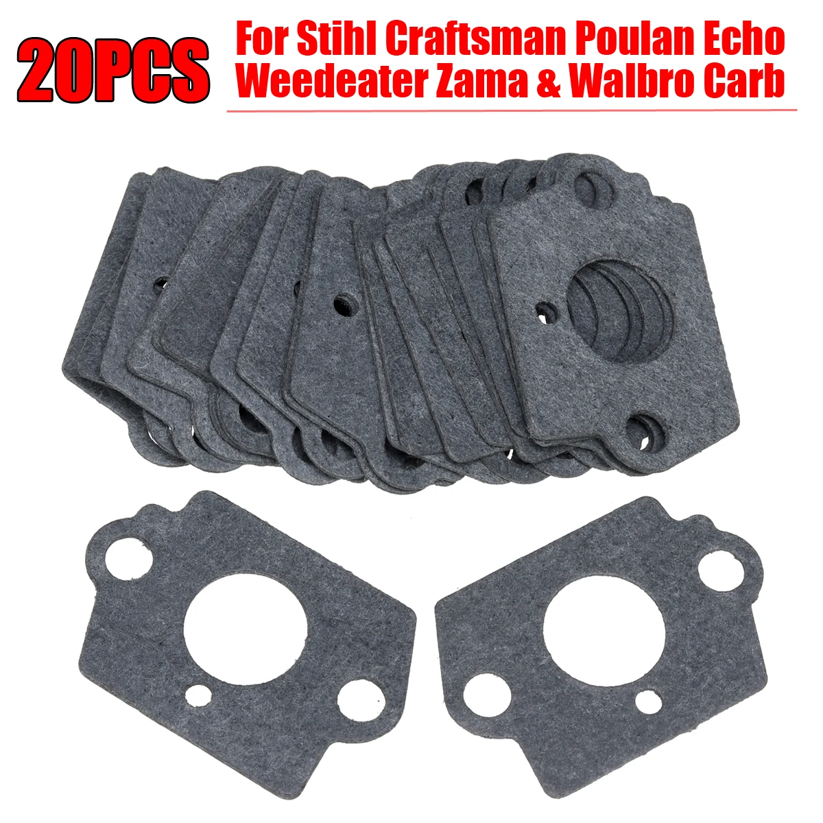 

20Pcs Carburetor Rebuild Kit For Stihl Craftsman Poulan for Echo Weedeater Zama Walbro Carb Gaskets