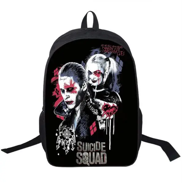 Рюкзак отряд самоубийц для подростков детские школьные ранцы Harley Quinn Joker мужские