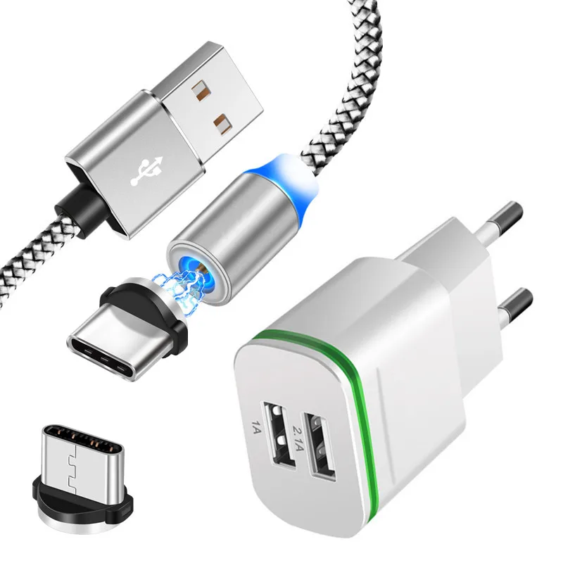 Светодиодный магнитный USB кабель Type C для быстрой зарядки Samsung galaxy A50 A70 A30 Huawei P20 lite