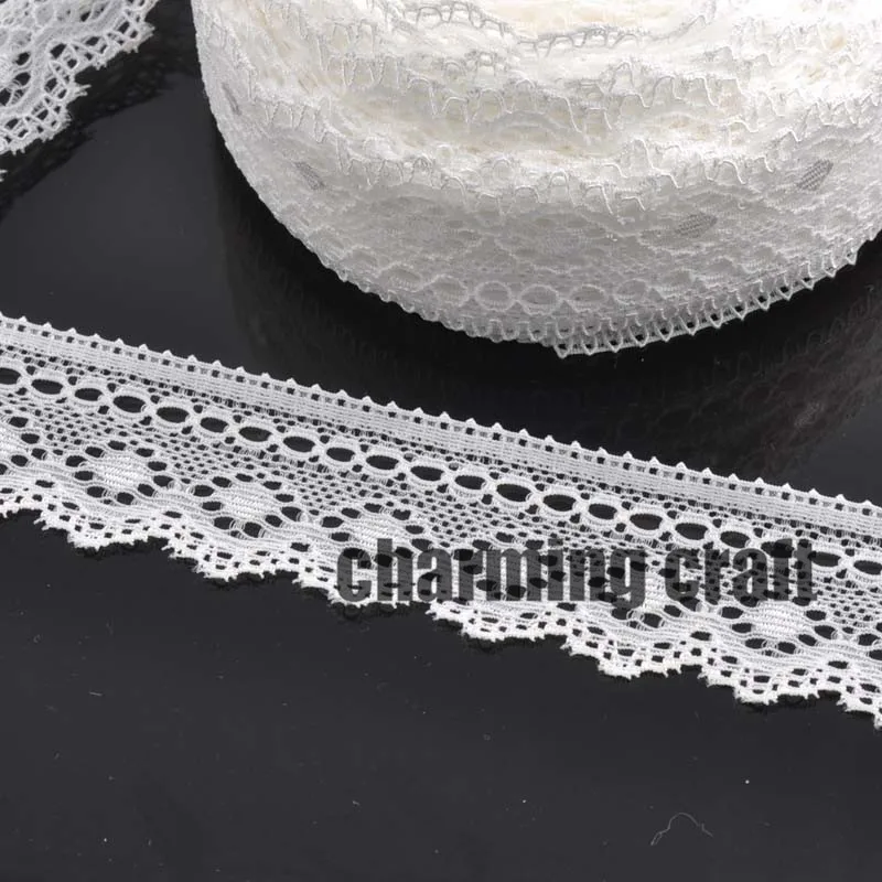 

30mm width White Springy Embroidered Lace Fabric Trim Ribbon Garment Accessories for wedding decoration 5 yard/lot DIY CP0336