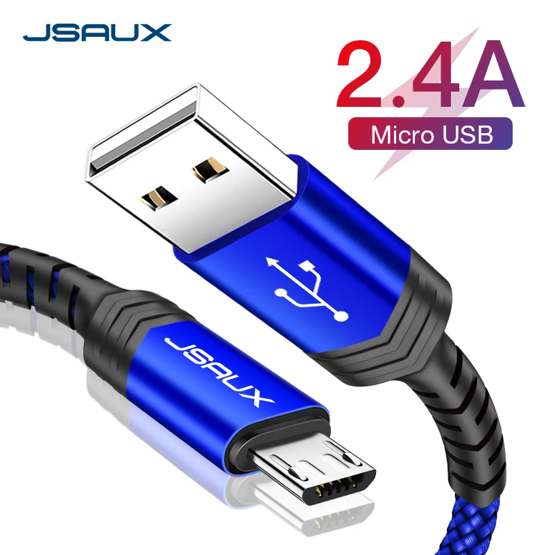 JSAUX Micro USB кабель 2.4A Быстрый кабель синхронизации данных и зарядки для samsung huawei Xiaomi Android Micro usb кабели для мобильных телефонов