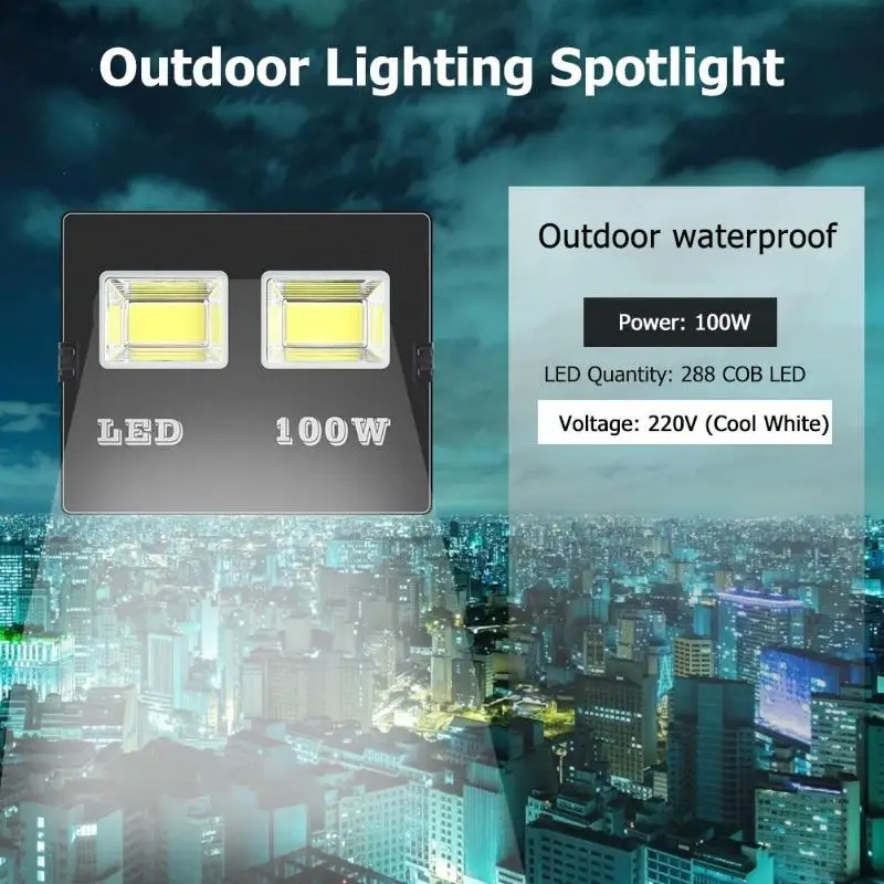 288 прожекторная лампа COB 220V 100W водонепроницаемый рекламный наружный прожектор