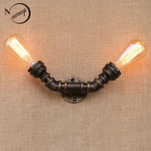 Лофт промышленный 2 лампы железная ржавчина водопровод Ретро настенный светильник Винтаж e27 бра огни для гостиной спальни ресторана бара