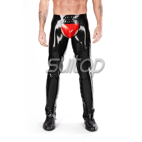 Image Suitop rubber latex chaps jeans for men