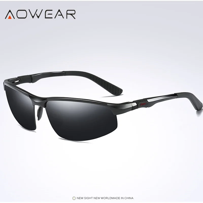 AOWEAR męskie sportowe okulary przeciwsłoneczne bez oprawek mężczyźni Polarized jakości lustrzane okulary przeciwsłoneczne męskie lekkie gogle zewnętrzne Gafas_voghion.com