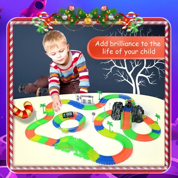 

Railway magical slot stunt race truck flexible toys for boys children's railroad tracks light with cars racing miracle track