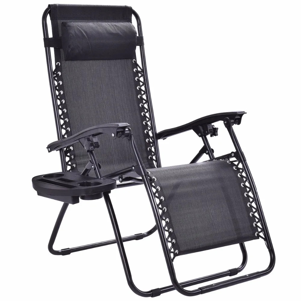 Folding Zero Gravity Lawn Chair Reclining Lounge Outdoor Picnic Camping Sunbath Beach Chair With Utility Tray