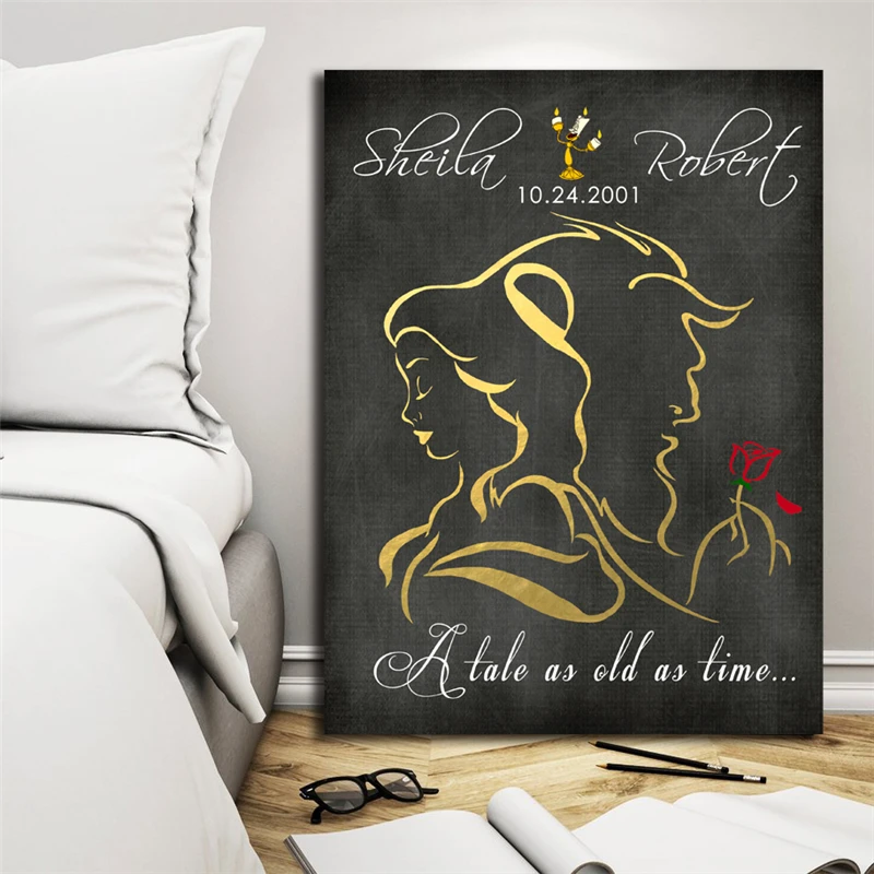 

Beauty And The Beast Minimalist Nordic Art Canvas Poster Painting Wall Picture Print Modern Home Bedroom Decoration Accessories