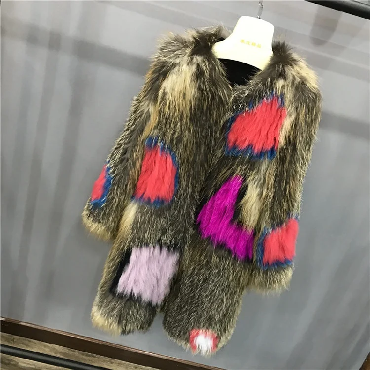 women real knitted fox fur coat long (16)