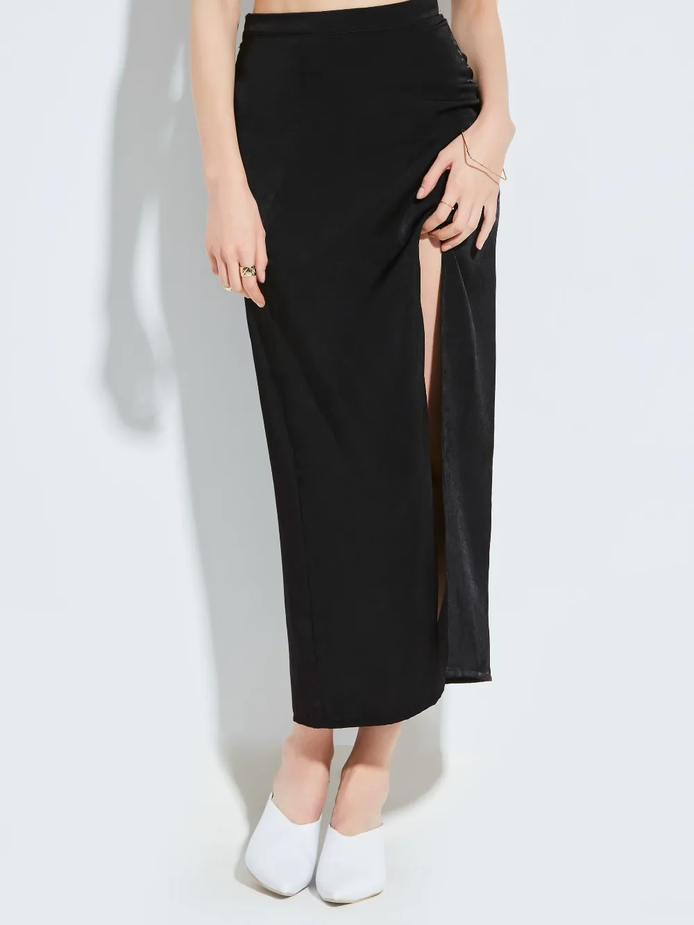 Bohoartist women skirts solid black straight natural line women skirt